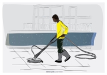 A cleaning worker, Habima Square